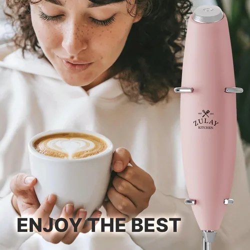 Vista 582 de Zulay Milk Boss Espumador de leche potente manual, hace espuma para latte, batidor para mezclar bebidas, café, miniespumador para capuchino, frappé