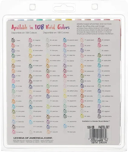 Vista 2 de Uchida Marcadores de pincel 12/Pkg -Pastel