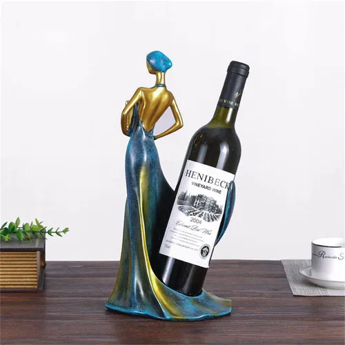 Vista 6 de Elegante soporte para botella de vino Ornamento Vino Soporte para botella individual Soporte Estante (azul)