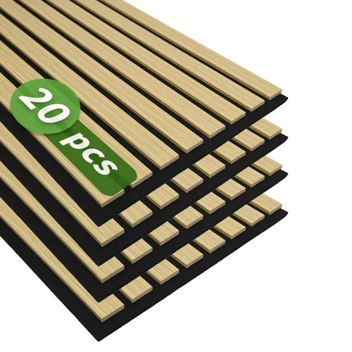 Vista 26 de Art3d Panel de pared con diseño de listones de madera acústica de 47 x 23.6 Castaño