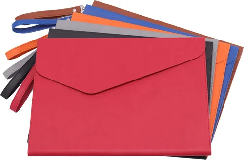 Vista 7 de Carpeta de cuero PU A4 para documentos, carpeta con estilo de cartera con correa y cierre magnético invisible (negro)