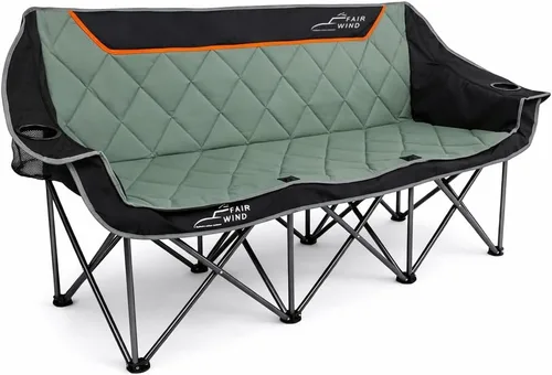 Vista 10 de FAIR WIND Silla de camping plegable totalmente acolchada de gran tamaño, sofá de dos plazas, sofá de campamento, silla doble duo, silla de brazo