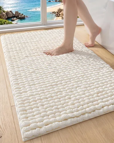 Vista 14 de DEXI Alfombrillas de baño para el baño 16x24, alfombra de baño antideslizante lavable, alfombrilla de baño de chenilla gruesa y suave absorbente