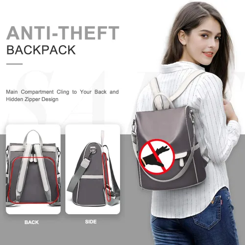 Vista 2 de Charmore - Mochila de viaje para mujer, de nylon, antirrobo, resistente al agua, ligera, estilo casual
