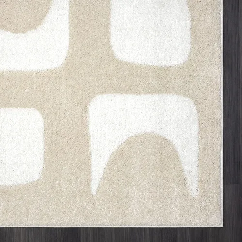 Vista 4 de Abani Nuevo Collection - Alfombra de área, diseño geométrico moderno beige/crema, 4 x 6 pies, fácil de limpiar, duradera para niños y mascotas,