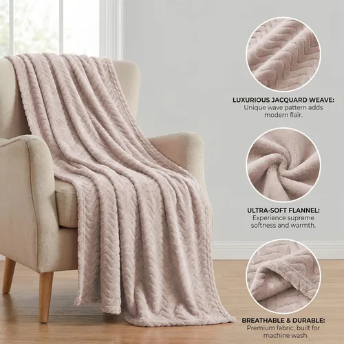 Vista 4 de Exclusivo Mezcla Manta grande de forro polar para sofá, camello