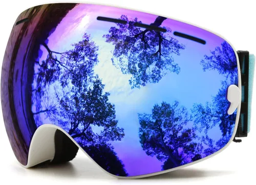 Vista 10 de JULI Gafas de esquí, gafas de snowboard para deportes de nieve de invierno con lente antivaho BNC A1-negro/plateado
