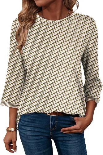 Vista 8 de Dokotoo - Camisas para mujer, ligeras, para verano, otoño, a la moda, manga 3/4, camisetas informales, blusas básicas Negro