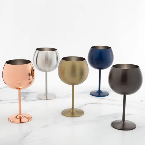 Vista 7 de Cambridge Silversmiths - Juego de 4 copas de vino de una sola pared con forma de globo negro cepillado de 12 onzas