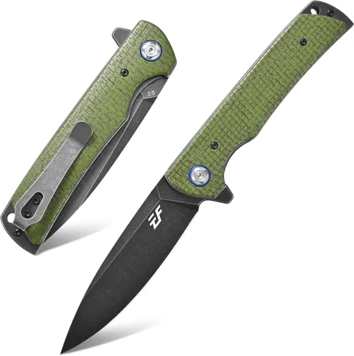 Vista 10 de Eafengrow EF973 Cuchillo plegable, hoja de acero D2, mango de micarta, carpeta de cuchillo de bolsillo para trabajo, camping, senderismo, EDC