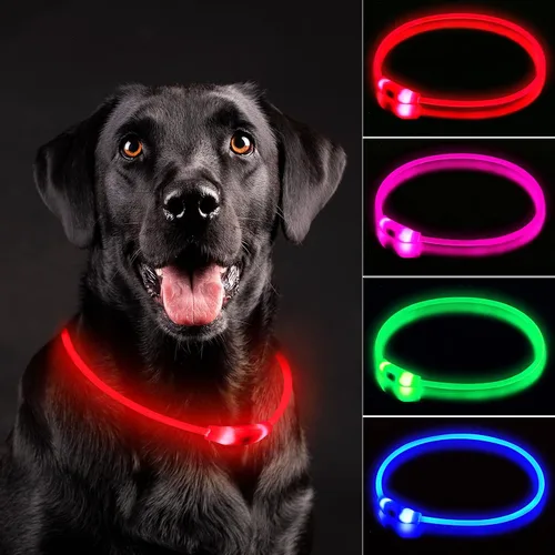 Vista 8 de NOVKIN Collar de perro LED, collar de perro iluminado para caminar por la noche, impermeable IP67, collar para mascotas recargable por USB, luces