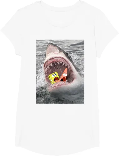Vista 15 de Camiseta divertida de Bob Esponja con diseño de tiburón y ataque de tiburón para hombres y mujeres Negro