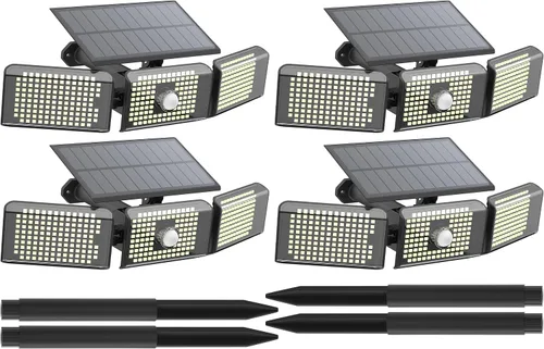 Vista 8 de Luces solares con sensor de movimiento, 3600 lúmenes, 260 luces LED solares con 2 opciones de instalación, 3 modos de iluminación, luz de seguridad