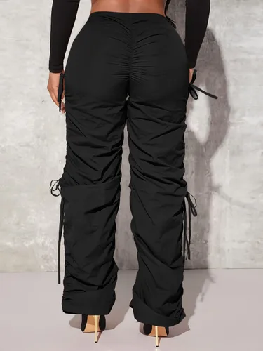 Vista 2 de Verdusa Pantalones largos drapeados con cordón para mujer