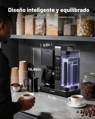 Vista 2 de SHARDOR Cafetera de goteo programable de 10 tazas, pantalla LED, memoria