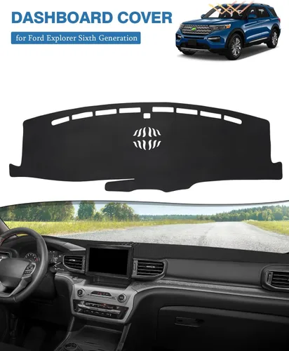 Vista 2 de FIILINES - Cubierta para tablero de malla antideslizante, parasol sin reflejos, accesorios para tablero compatibles con Ford Explorer 2020-2025