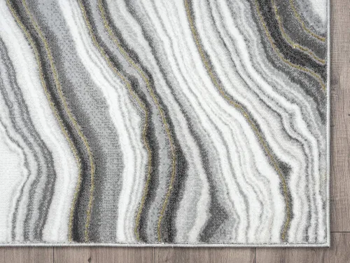 Vista 7 de Abani Rugs - Alfombra contemporánea granito gris y dorado de 4 x 6 pies, diseño de remolino de mármol, alfombra de comedor que no desprende pelusa