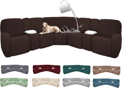 Vista 9 de Fundas de sofá reclinable seccional 100% impermeables para sofá reclinable en forma de L, funda de sofá modular de esquina en forma de L, fundas