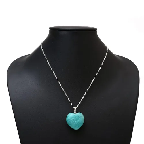 Vista 3 de Gempires Natural Tiendaite Heart Crystals Pendant Necklace, Silver Plated 18 + 2 Inch Adjustable Chain (Tiendaite)