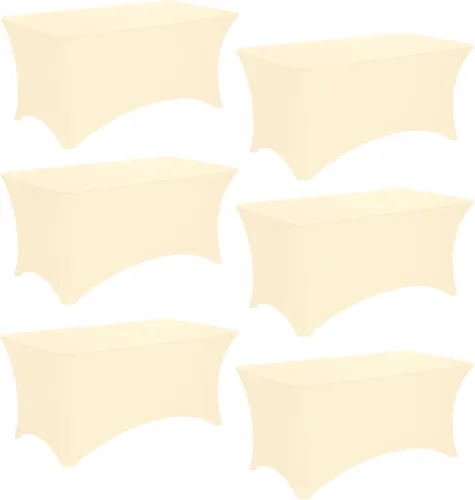 Vista 33 de Paquete de 2 manteles rectangulares de elastano de 6 pies, lavables, resistentes a las arrugas, para mesas plegables, bodas, fiestas, cumpleaños