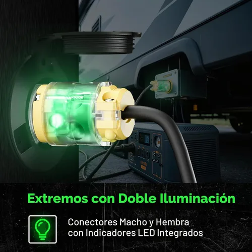 Vista 2 de 1 paquete de extremos de repuesto para cable de extensión de 20 amperios iluminados 120-125 voltios, NEMA 5-20R, 2 polos 3 cables, hoja recta