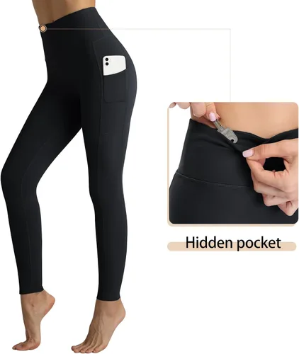 Vista 3 de RIMLESS 7 Leggings para mujer con bolsillos de cintura alta, pantalones de yoga de algodón para entrenamiento, correr, atletismo, pantalones capri