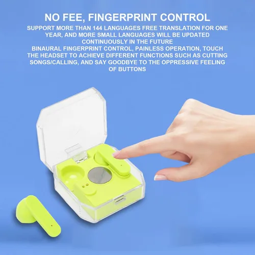 Vista 4 de Auriculares traductores, 144 idiomas traductor de voz, dispositivo de traducción en tiempo real 3 en 1, compatible con Android para iOS (verde)