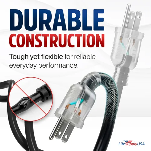 Vista 3 de Cable de extensión de 3 pies para exteriores/interiores, calibre 10/3, ultra resistente, SJTW, resistente al agua, certificación ETL, cable