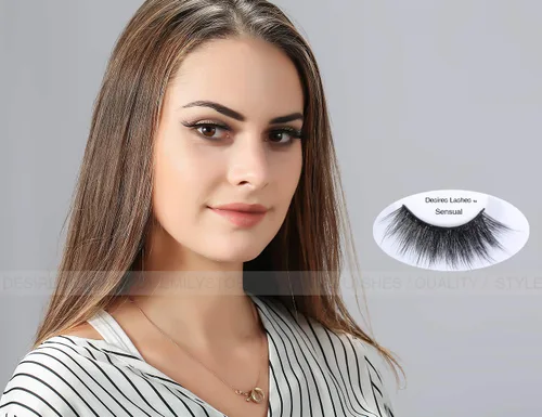 Vista 2 de Pestañas naturales 3D de visón sintético, paquete múltiple, 5 pares, sensuales