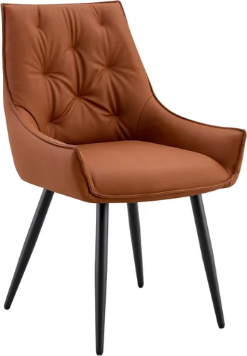 Vista 4 de Set of 2 Modern Minimalist Style Faux Leather Dining Room Chair,Elegant Refined Side Chair,Sturdy Structure Conversation Chair with Black Sanded