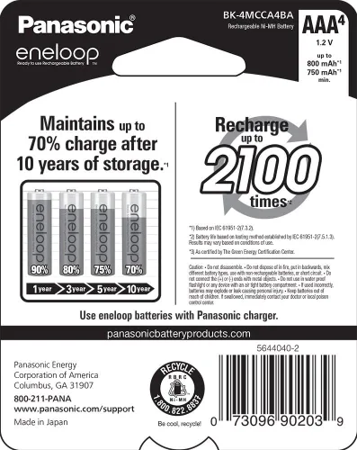 Vista 6 de Eneloop Panasonic K-KJ55MC84CZ Power Pack; 8AA, 4AA y batería avanzada de 3 horas cargador rápido y baterías recargables precargadas BK-4MCCA4BA AAA