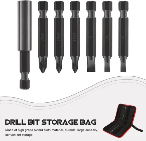 Vista 6 de Housoutil Estuche organizador de brocas, bolsa de herramientas con cremallera Oxford con capacidad para 55 brocas, bolsa de almacenamiento portátil