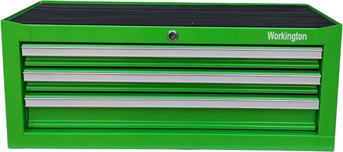 Vista 3 de Workington Industrial Caja de herramientas metálica portátil con 3 cajones, gabinete intermedio de 26" con correderas de rodamientos de bolas Verde