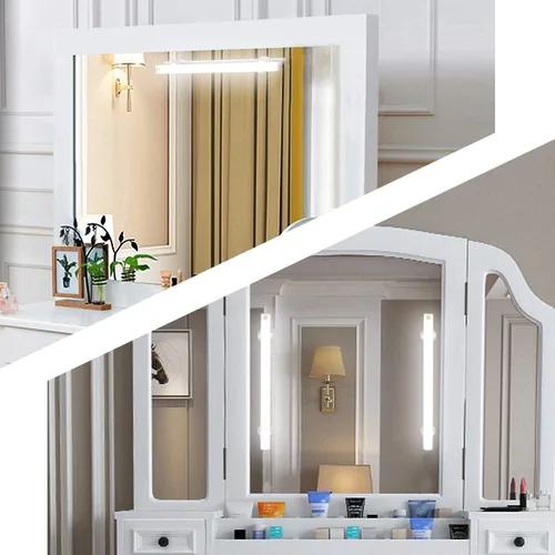 Vista 5 de Espejo de tocador LED recargable inalámbrico con bombillas de luz diurna para maquillaje de baño y tocadores Luces de espejo - Blanco