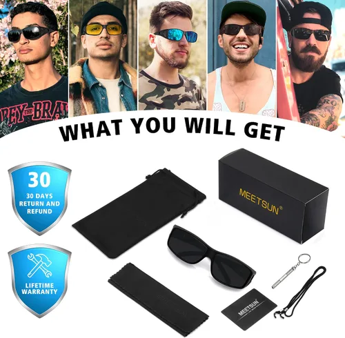 Vista 7 de MEETSUN Lentes de sol ajustables para hombres y mujeres gafas de sol polarizadas 100 protección UV400