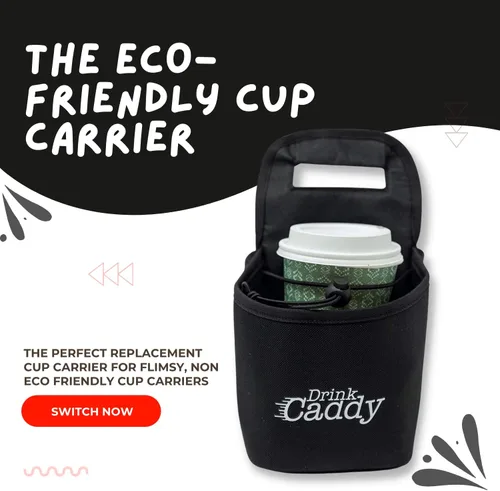 Vista 4 de Organizador de bebidas portátil para bebidas y portavasos de café reutilizable, bolsa plegable de 2 tazas con bolsillos organizadores, asegura