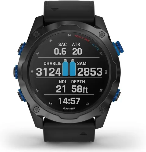 Vista 7 de Garmin Descent Mk2i (gris titanio DLC/negro) paquete de reloj de buceo para computadora – Integración de aire, características de entrenamiento
