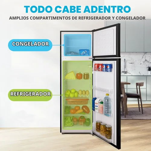 Vista 3 de Simpli-Magic Refrigerador de 10 pies cúbicos con congelador – Refrigerador compacto de doble puerta para oficina, dormitorio, garaje – Termostato