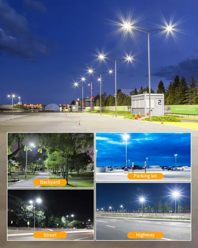 Vista 8 de 3 luces LED de estacionamiento de 150 W, 120 W, 90 W, caja de zapatos LED 5000 K, ajustador deslizante ajustable, lámpara de calle al aire libre