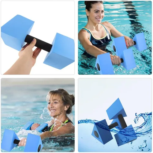 Vista 5 de Mancuernas de agua, 2 unidades, pesas de agua, barras de mano, ejercicios aeróbicos acuáticos, mancuernas de espuma para piscina, accesorios