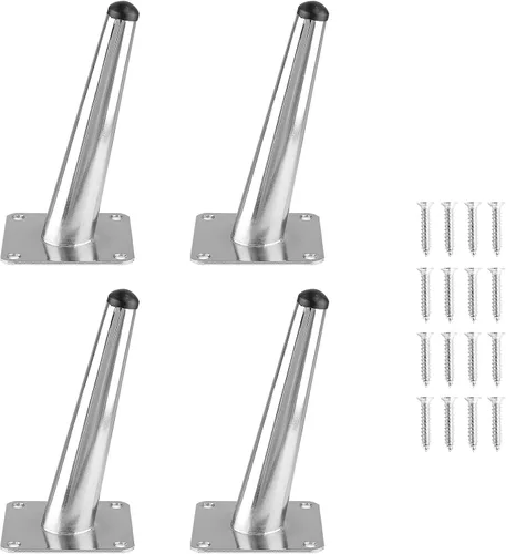 Vista 12 de 4 patas de muebles de 6 pulgadas, patas de metal cónicas oblicuas, color negro mate, pies de muebles de estilo de mediados de siglo para sofá