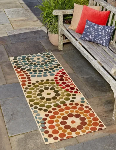 Vista 6 de Unique Loom Outdoor Modern Collection - Alfombra de área - Spark (4 pies 1 pulgada octágono beige/borgoña)