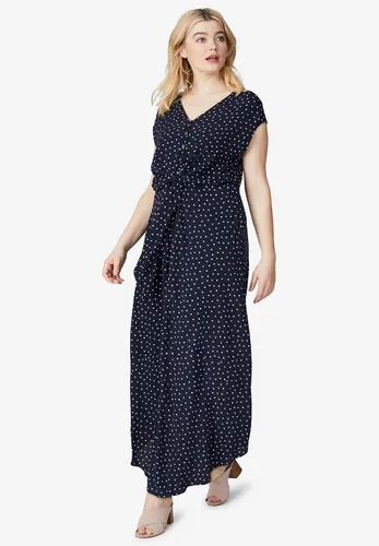 Vista 4 de Ellos Vestido largo con lazo frontal en talla grande para mujer