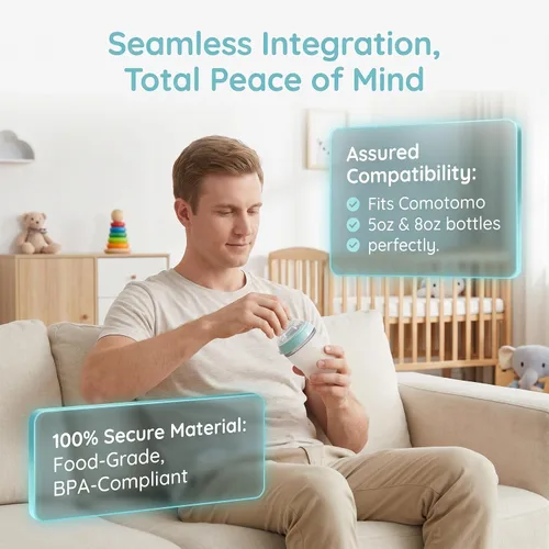 Vista 6 de Tetinas de silicona compatibles con botella Comotomo de 5,8 onzas, flujo