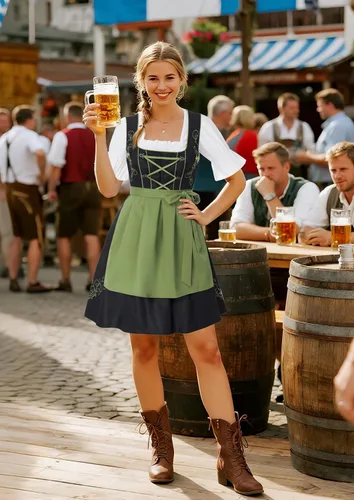 Vista 4 de JASAMBAC Vestidos de tirolesa de 3 piezas para mujer, trajes de Oktoberfest Verde militar