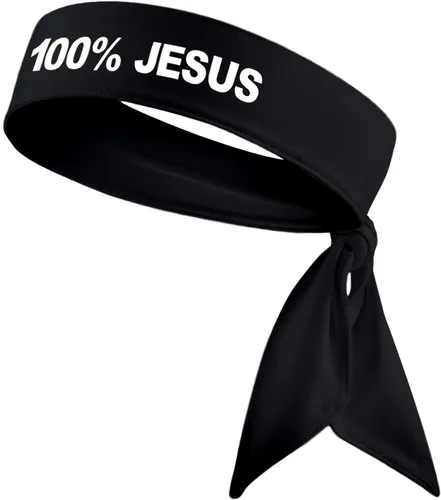 Vista 2 de 100% Jesús Sports Head Tie Diadema Fútbol Fútbol Blanco Negro Atletismo Fitness Stretch Sweatband Ninja Tie Bandana