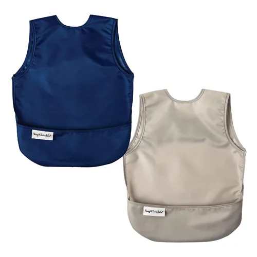 Vista 11 de Tiny Twinkle Baberos para bebé a prueba de desorden Paquete de 2 baberos impermeables para comer Delantal de bebé para alimentación, lavable a