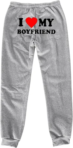 Vista 4 de I Love My Boyfriend - Pantalones deportivos para mujer, pantalones de entrenamiento casuales de San Valentín, pantalones de entrenamiento con puños
