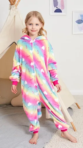 Vista 17 de Pijama de unicornio unisex para niños, enteritos para disfraz, Halloween