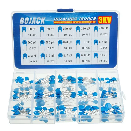 Vista 6 de BOJACK 15 Valores 150 piezas 1KV / 100 pF a 10 nF alta tensión DIP cerámica kit surtido